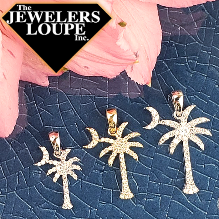 14K Yellow Gold .25ctw Diamond Palmetto Tree and Moon Pendant (97548)
