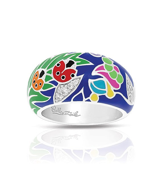 Belle e'toile Sterling Silver Ladybug Ring Blue, Size 7