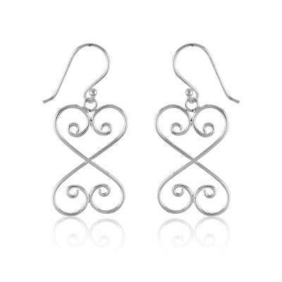 Sterling Silver Double Heart Scroll Earrings (95761)