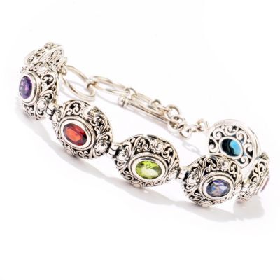 Samuel B. Sterling Silver Multi-Gemstone Bracelet, 6.5