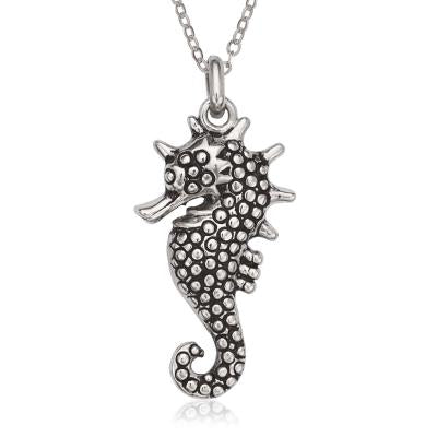 Sterling Silver Antique Finish Seahorse Necklace