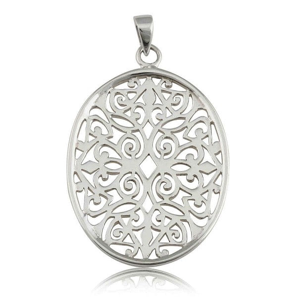 Southern Gates Sterling Silver Oval Scroll Pendant