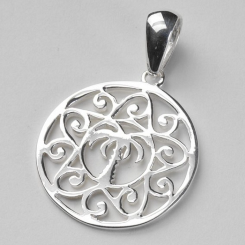 Southern Gates Sterling Silver Round Palmetto Tree Pendant