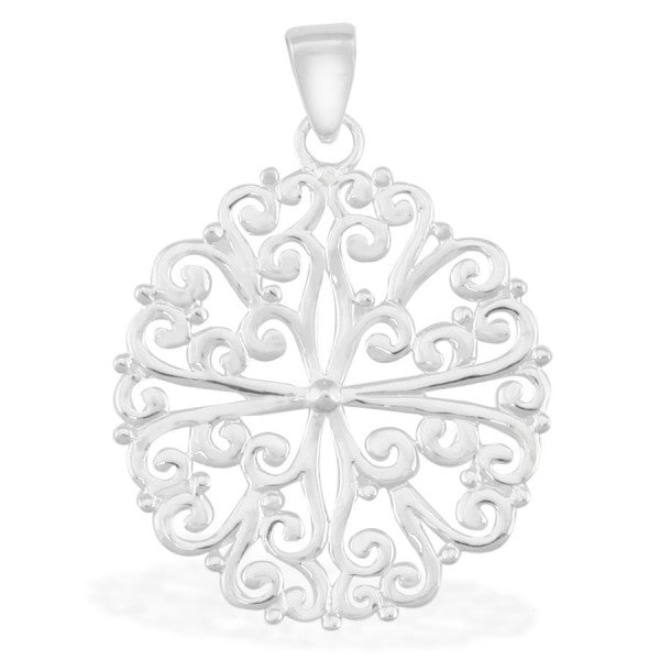 Southern Gates Sterling Silver Round Filigree Pendant