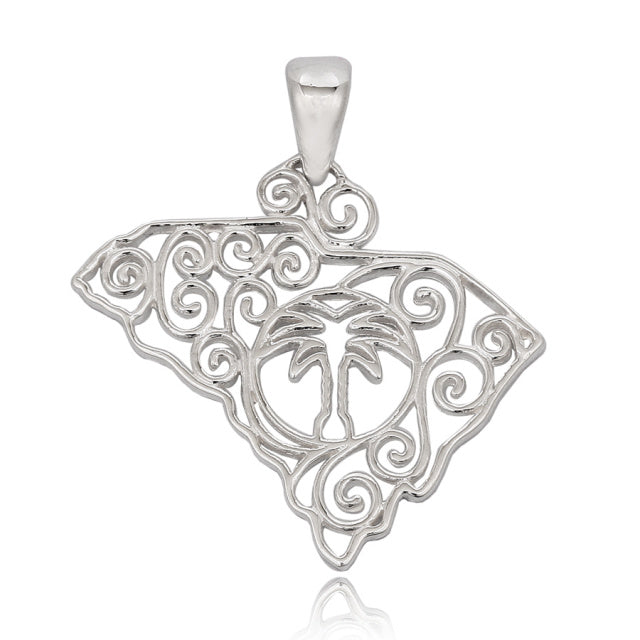 Southern Gates Large Sterling Silver Palmetto State Pendant