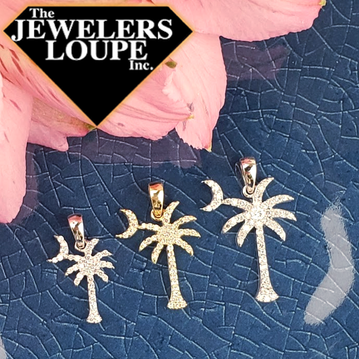 14k White Gold .26ctw Diamond Palmetto Tree and Moon Pendant (97549)
