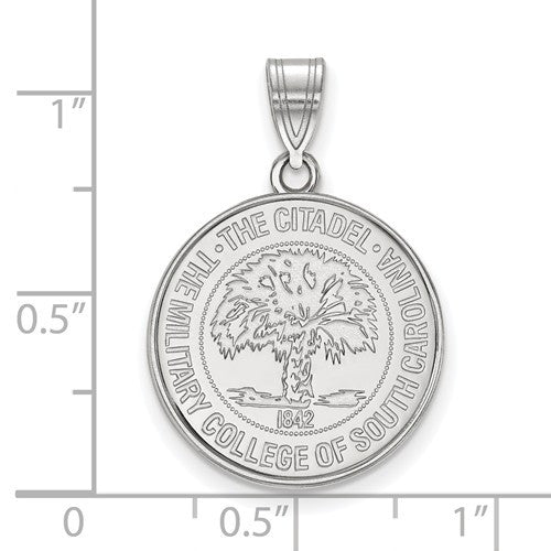 Sterling Silver LogoArt Officially Licensed The Citadel Crest Pendant, Large