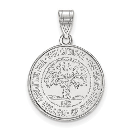 Sterling Silver LogoArt Officially Licensed The Citadel Crest Pendant, Large