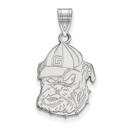 Sterling Silver LogoArt Officially Licensed University of Georgia Large Bulldog Pendant