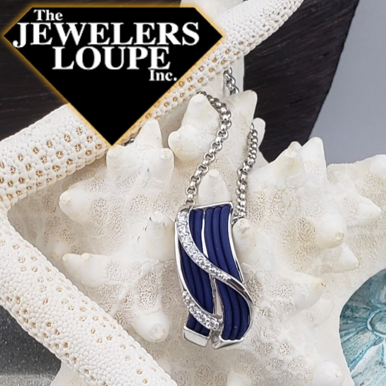 Belle e'toile Sterling Silver Venti Blue Pendant (92513)