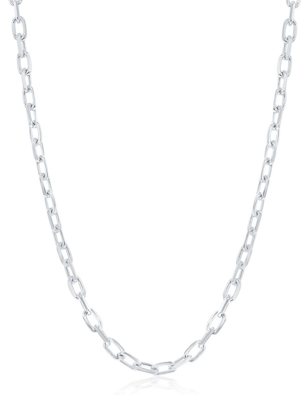 Sterling Silver 4.1mm Anchor Chain - Rhodium Plated 24 inches.