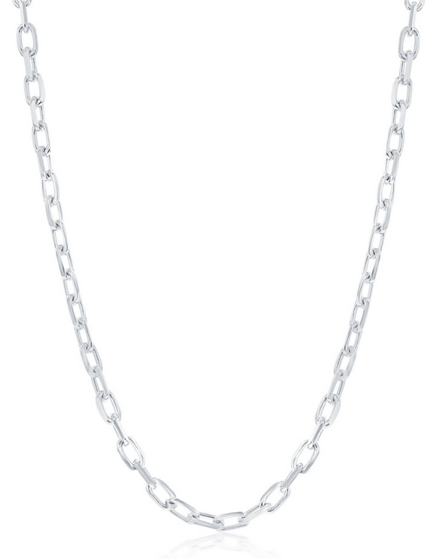 Sterling Silver 4.1mm Anchor Chain - Rhodium Plated 24 inches.