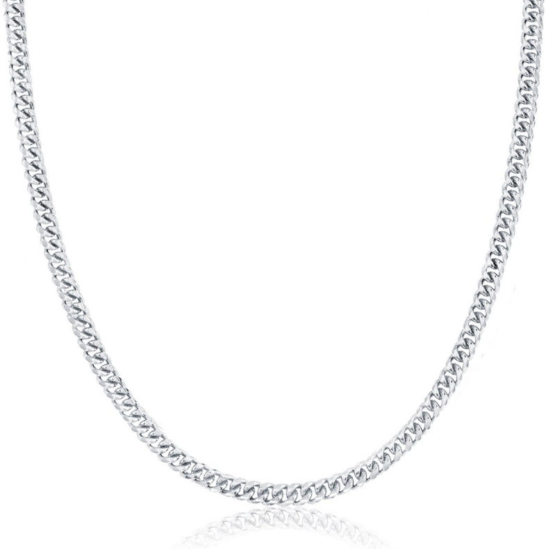 Sterling Silver, 2.8mm Miami Cuban Chain - Rhodium Plated 24 Inches