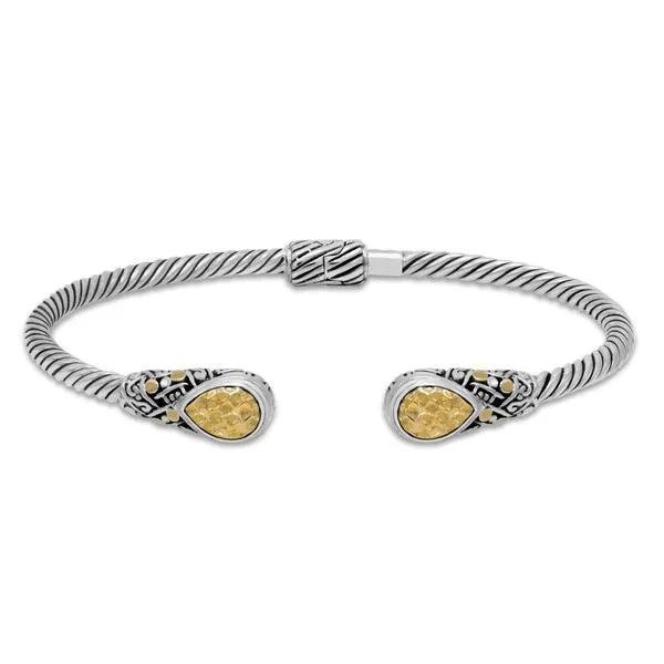 Samuel B. Sterling Silver 18K Gold Hammered Drop Bangle
