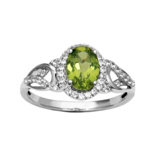 Samuel B. Sterling Silver Genuine Peridot with Topaz Tash Ring (100583)