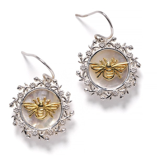 Southern Gates  Bee Mother of Pearl Earrings