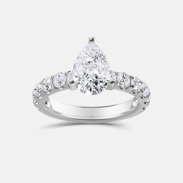 14K White Gold Lab-Grown Diamond Pear Cut Ring – 3.04 CTW (100632)