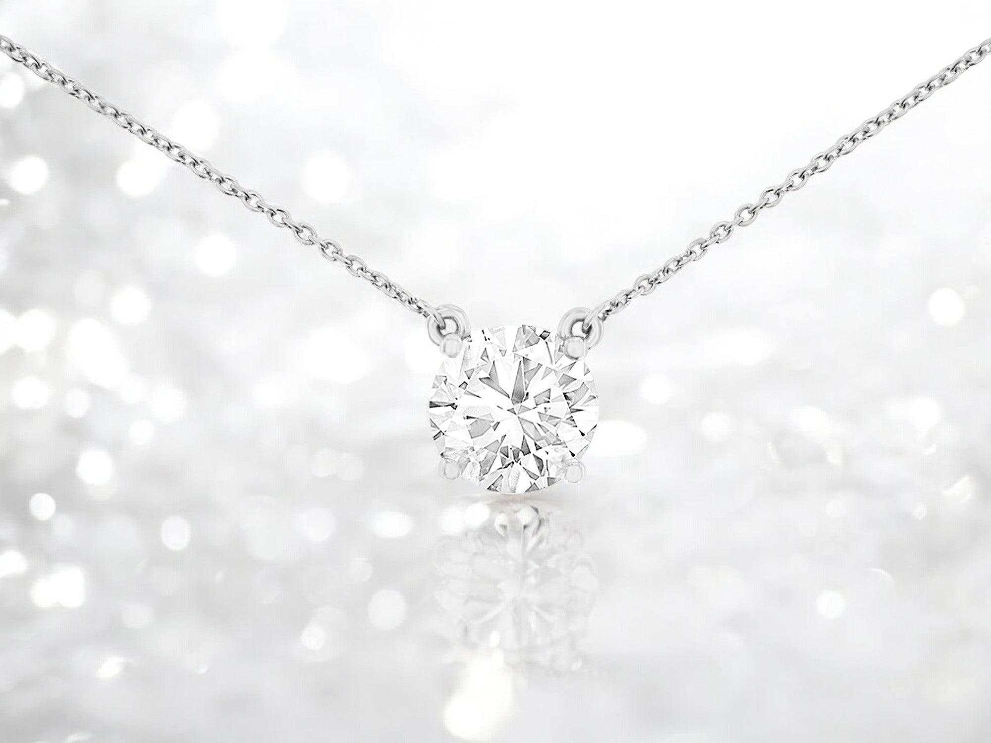 Lab-Grown White Gold Round Diamond Necklace – 2.06 CTW