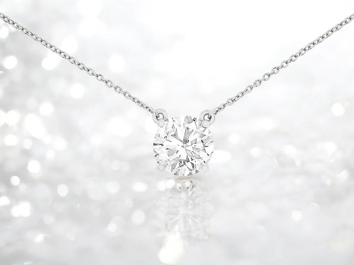Lab-Grown White Gold Round Diamond Necklace – 2.06 CTW