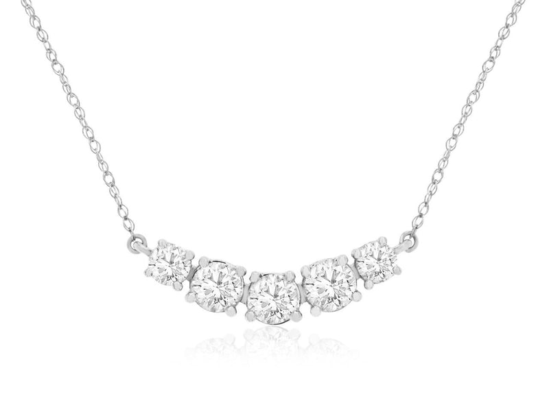 Lab-Grown White Gold 5-Diamond Necklace – 1 CTW