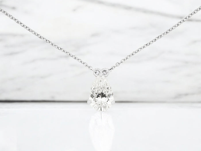 &nbsp;Lab-Grown White Gold Pear-Shaped Diamond Necklace – 1.03 CTW