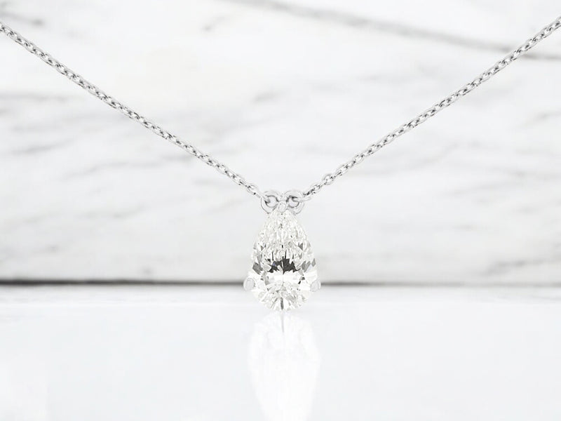 &nbsp;Lab-Grown White Gold Pear-Shaped Diamond Necklace – 1.03 CTW