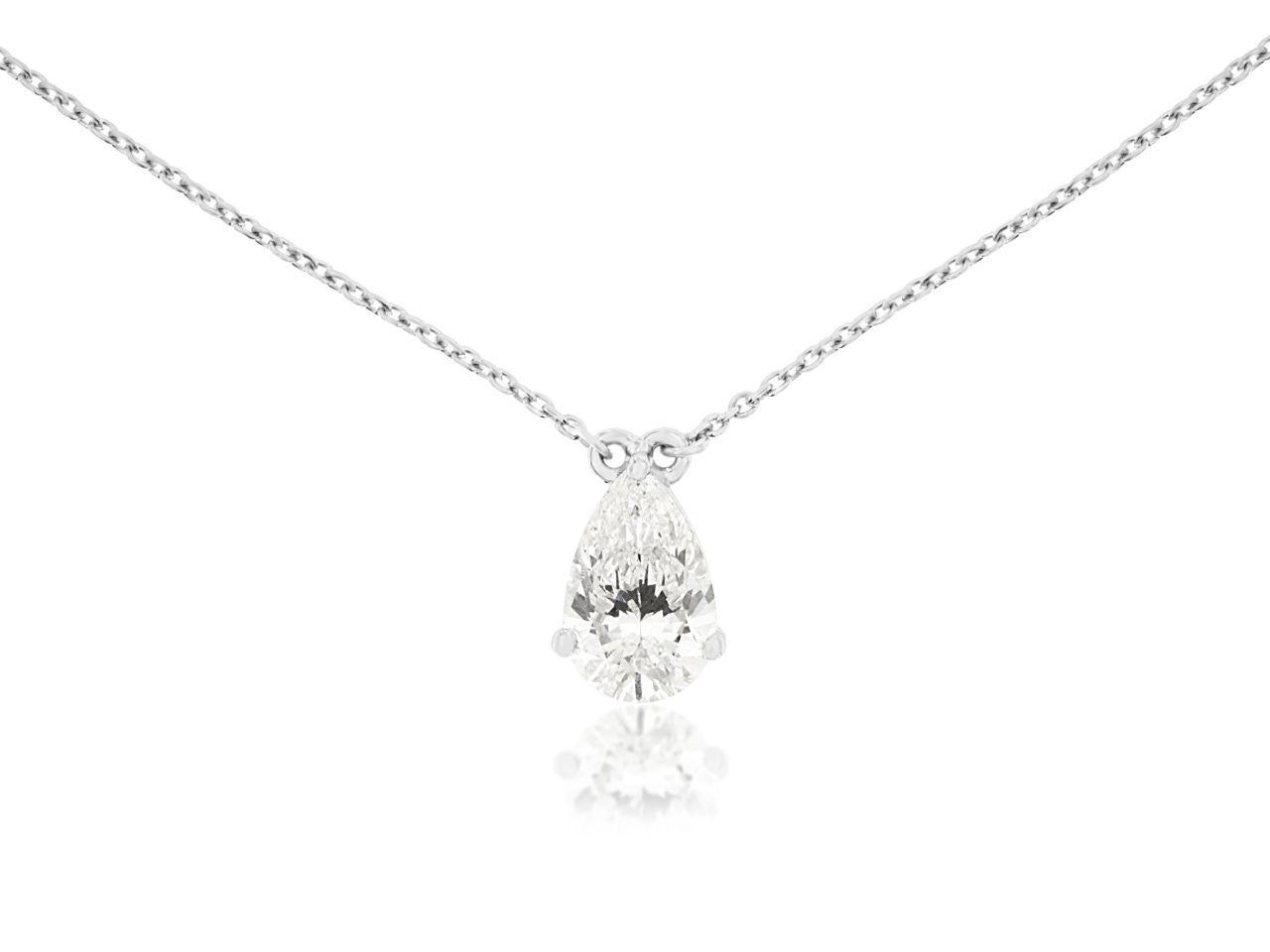 &nbsp;Lab-Grown White Gold Pear-Shaped Diamond Necklace – 1.03 CTW