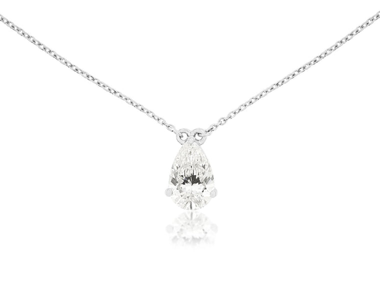 Lab-Grown 14K White Gold Pear Shape Diamond Necklace 1.03CTW (100851)