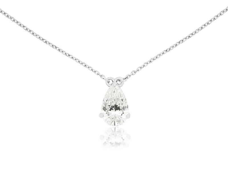 &nbsp;Lab-Grown White Gold Pear-Shaped Diamond Necklace – 1.03 CTW