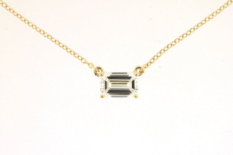 Lab-Grown 14K Yellow Gold Emerald Cut Diamond Necklace 1.09 CTW (100852)