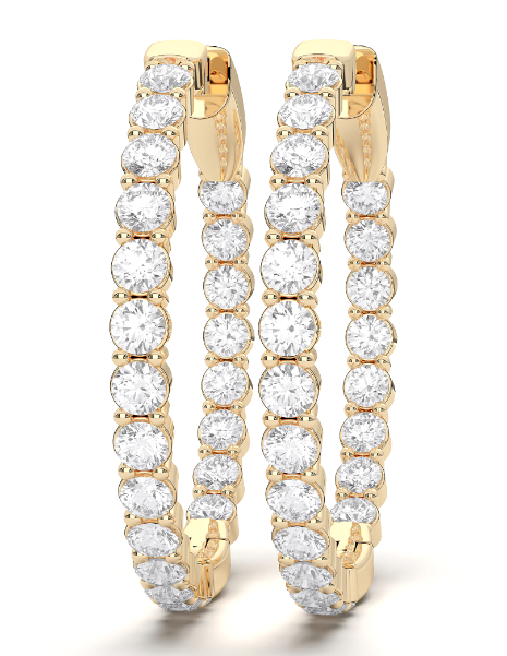14K Yellow Gold 1.06ctw Lab Diamond Inside-Out Hoop Earrings (100866)