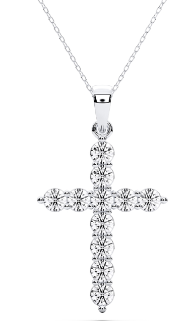 14K White Gold Lab Grown Diamond Cross 1.48CTW (100869)