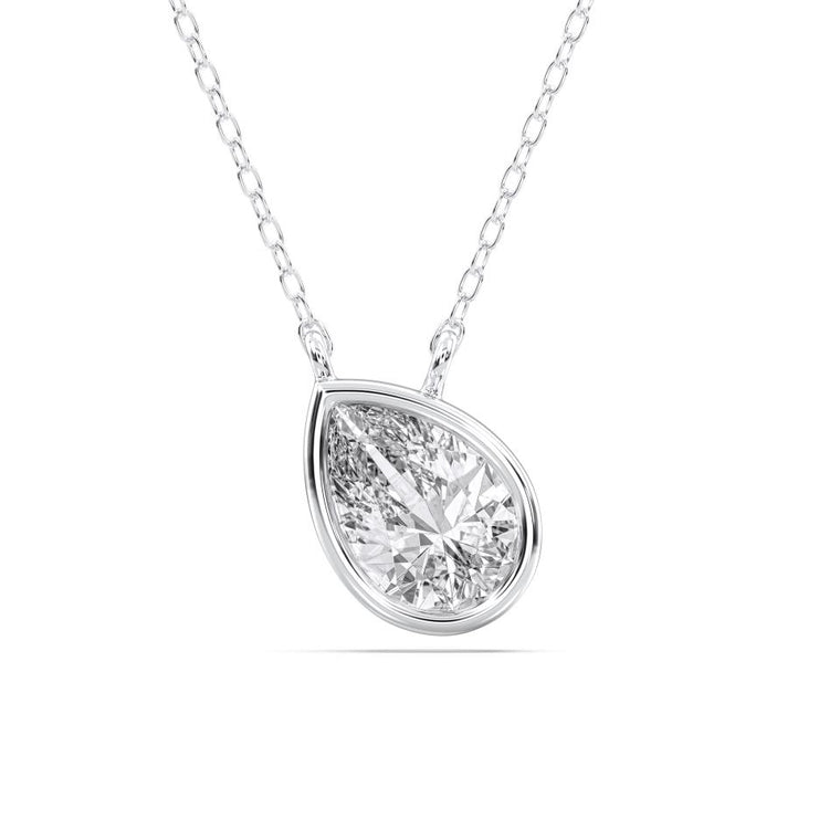 14K White Gold Pear Shape Lab Grown Diamond 1.51CT Necklace (100871)