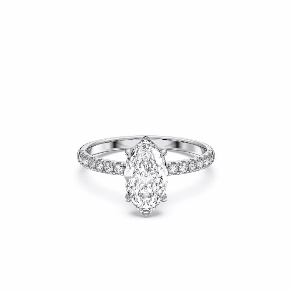 Elegant 2.66CTW Marquise Lab Grown Diamond Ring – 14K White Gold (100894)