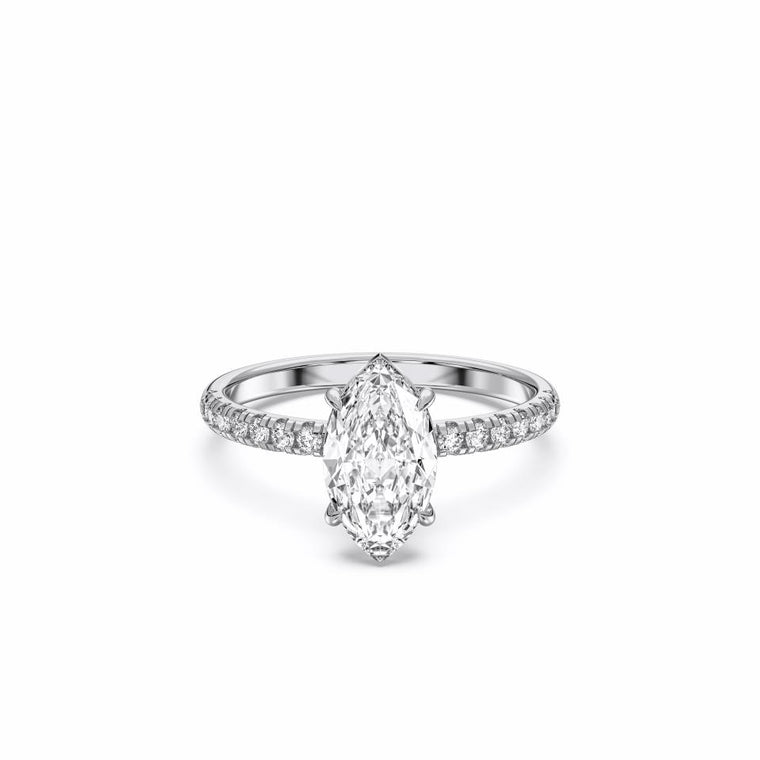 Elegant 2.66CTW Marquise Lab Grown Diamond Ring – 14K White Gold (100894)