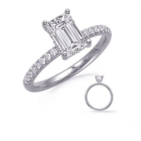 S. KASHI 14K White Gold Diamond Engagement Ring Semi-Mount .23ctw