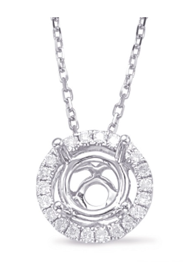 S. Kashi 14K White Gold .12CTW Halo Diamond Semi Mount Pendant  (100940)