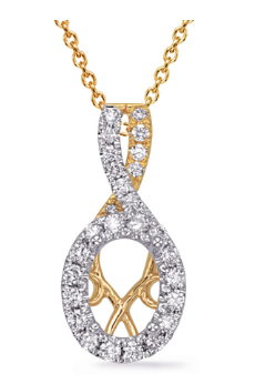 S. Kashi 14K Yellow & White Gold .22ctw  Oval Diamond Semi Mount Pendant (100941)
