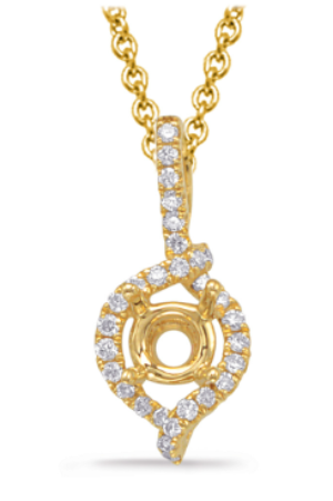 S. Kashi 14K Yellow Gold Diamond Semi Mount Pendant (100942)