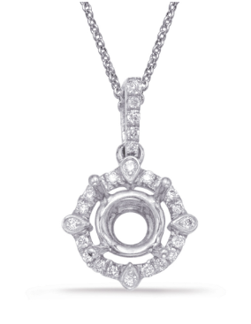 S. Kashi 14K White Gold .12CTW Diamond Semi Mount Pendant (100943)