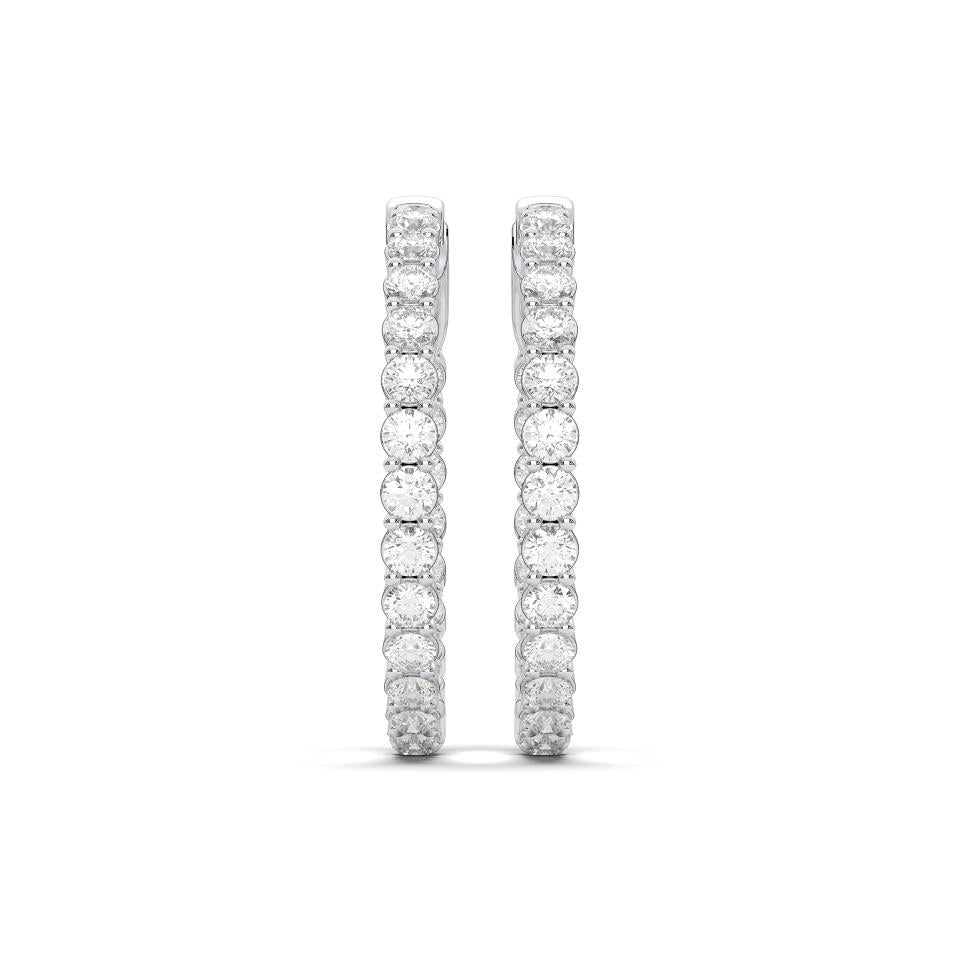 14K White Gold 1.06ctw Lab Diamond Inside-Out Hoop Earrings.