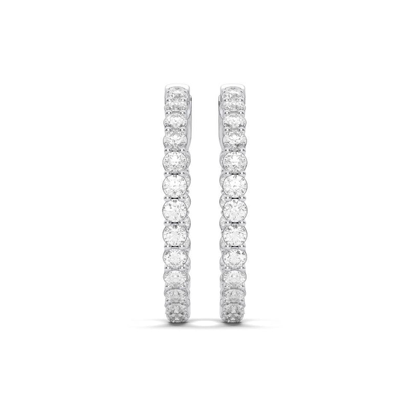 14K White Gold 1.06ctw Lab Diamond Inside-Out Hoop Earrings.