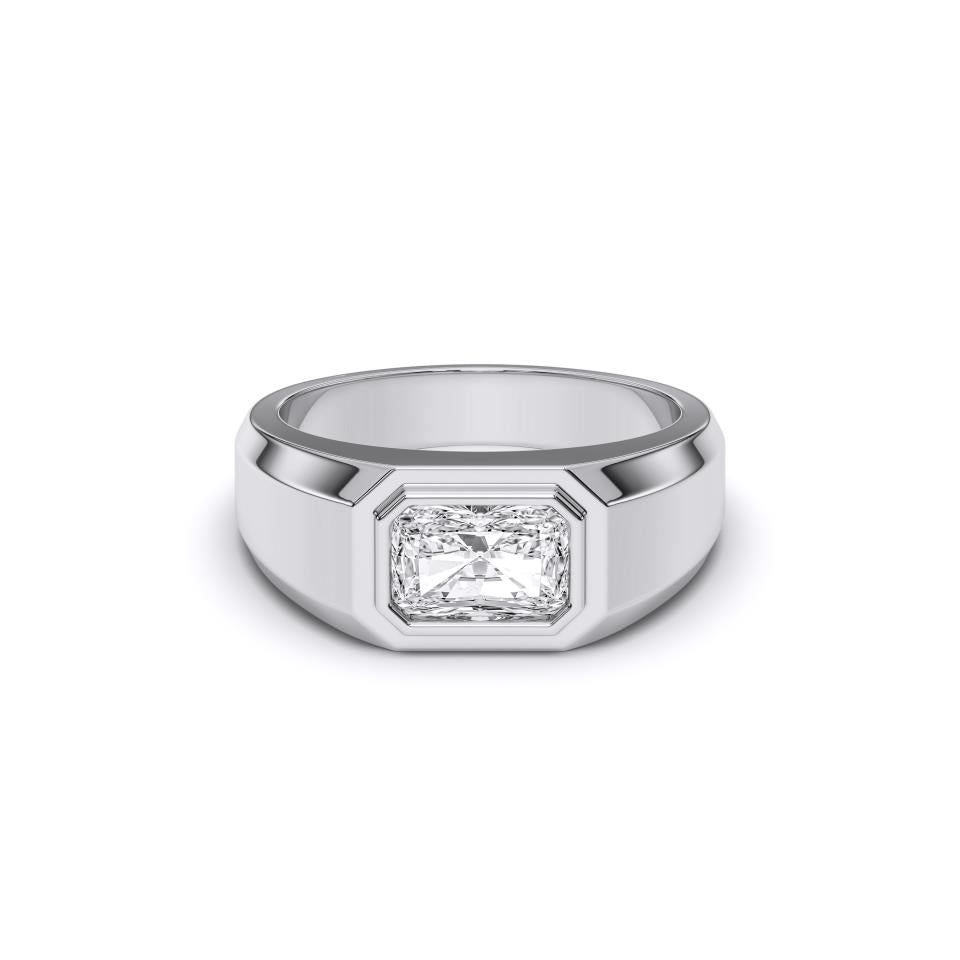 MENS 14K White Gold with 1.51 CTTW Lab Diamond Radiant Cut  (100957)