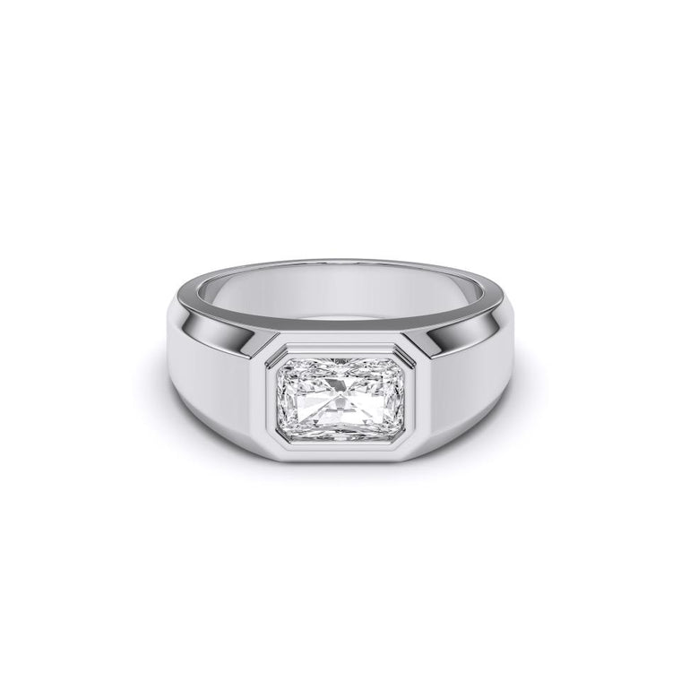 MENS 14K White Gold with 1.51 CTTW Lab Diamond Radiant Cut  (100957)