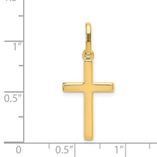 14K Yellow Gold Hollow Cross Pendant
