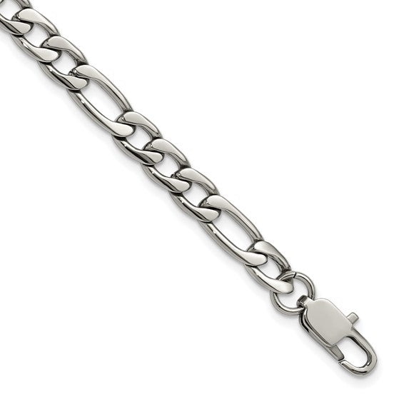 Chisel Stainless Steel Polished Figaro Chain Bracelet 8" 