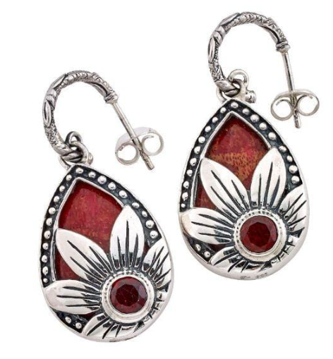 Samuel B. Sterling Silver Makana Earrings- Coral (101195)
