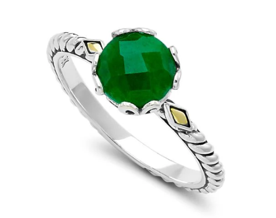 Samuel B. Sterling Silver and 18k Birthstone Ring in Emerald Size 7 (101201)