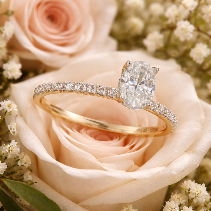 10K Yellow Gold Oval Lab Grown Diamond  Engagement Ring (101469) 