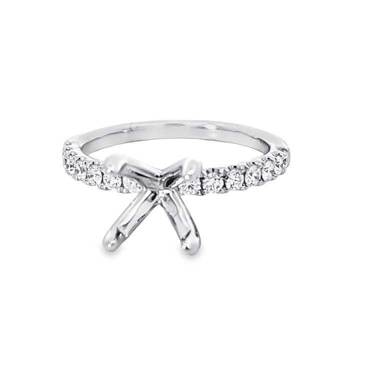 14K White Gold Diamond Semi-Mount  0.40 TCW Round Diamonds  Band (101472)